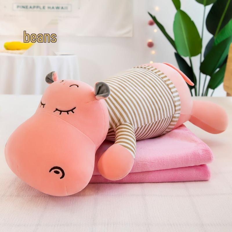 Strawberry Hugging Pig & Little Bear Plush Toy Blanket – Dual-use Nap & Travel Comfort for Kids