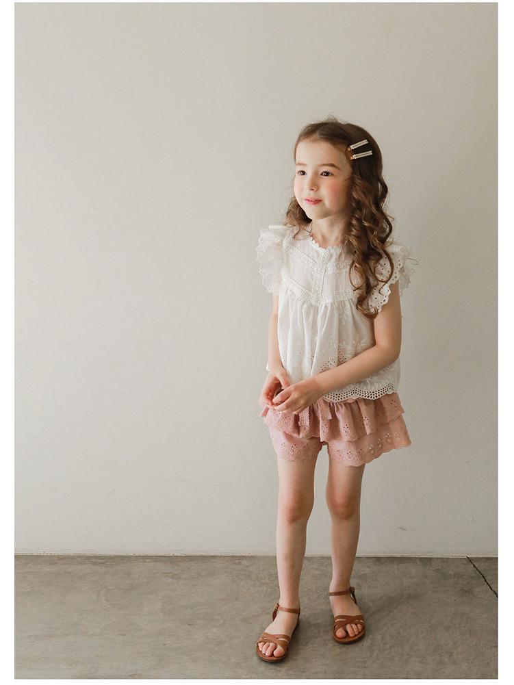 Girls' Lace Skirt Shorts - Lightweight Summer Cotton for Ages 3-10