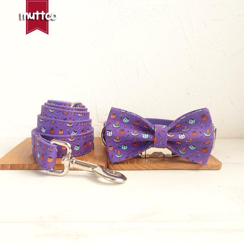 MUTTCO Halloween Purple Dog Collar with Metal Buckle - Available in Large, Medium, Small Sizes Medium