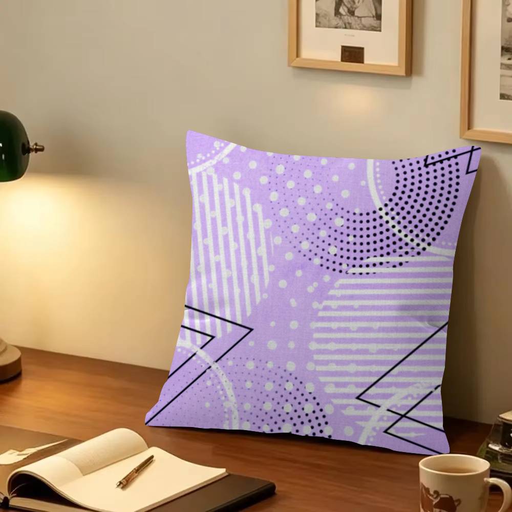 ART Purple Geometric Maple Design Cushion Cover Happy Autumn Harvest decor Holiday Decorati Pillow Cover