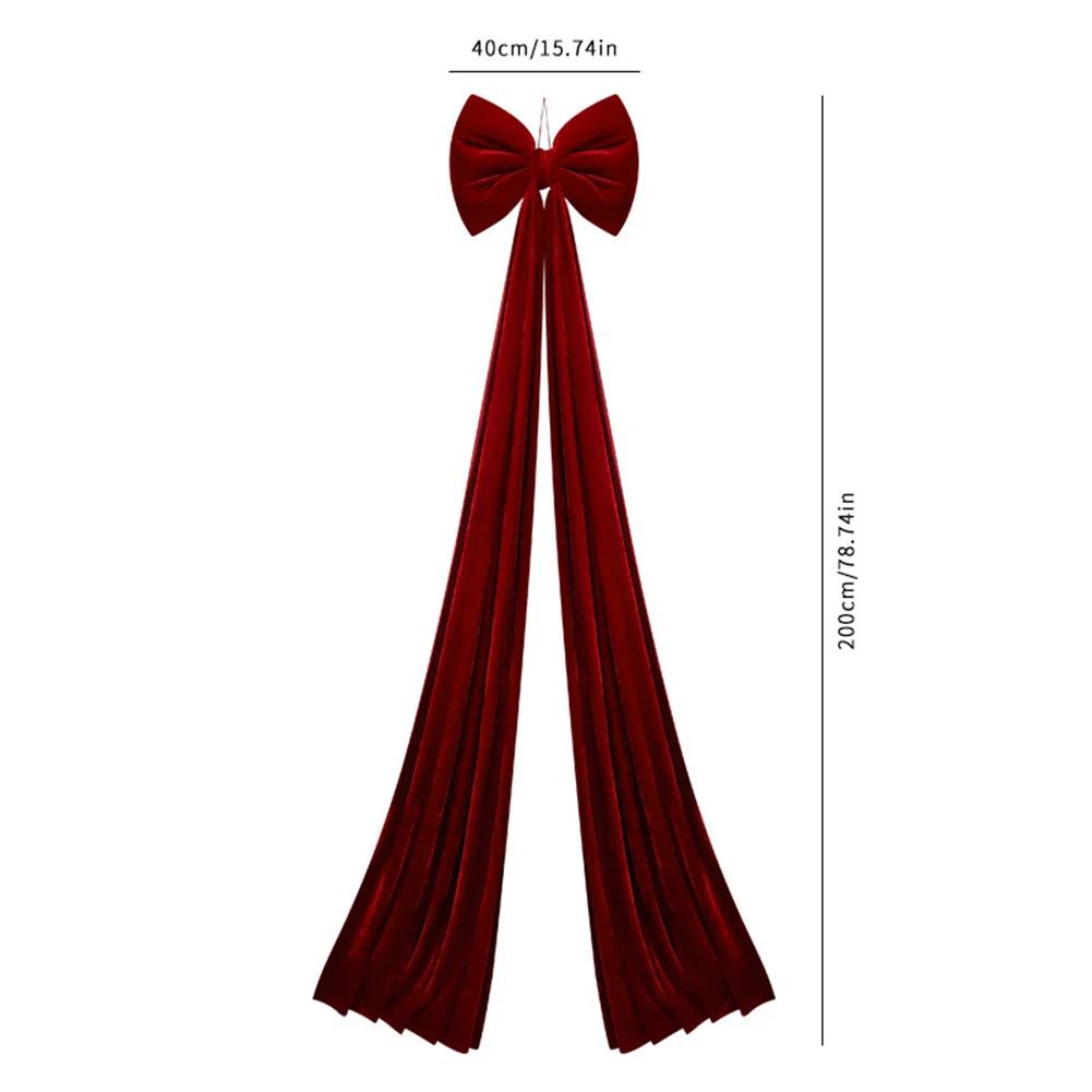 Christmas Plush Bow Decoration For Christmas Trees 15.74*78.74 Inches Outdoor Decorations Large Christmas Tree Top Bow