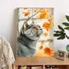 5d DIY Diamond Painting Cross Stitch Cute Cat Diamond Embroidery Mosaic Full Round Drill Maple Leaves Home Decor