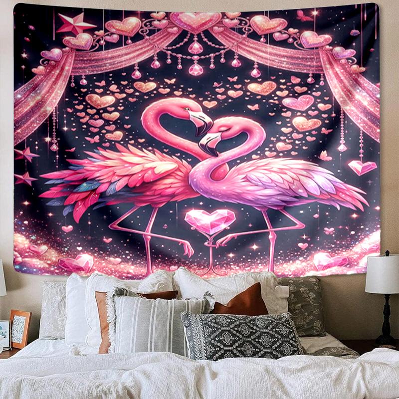 Love Birds In Heart Tapestry Room Decoration Wall Hanging for Living Room Bedroom, Dormitory, Birthday and Christmas Gifts