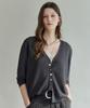 Maxza Flower Embroidered Color Button V-Neck Cardigan