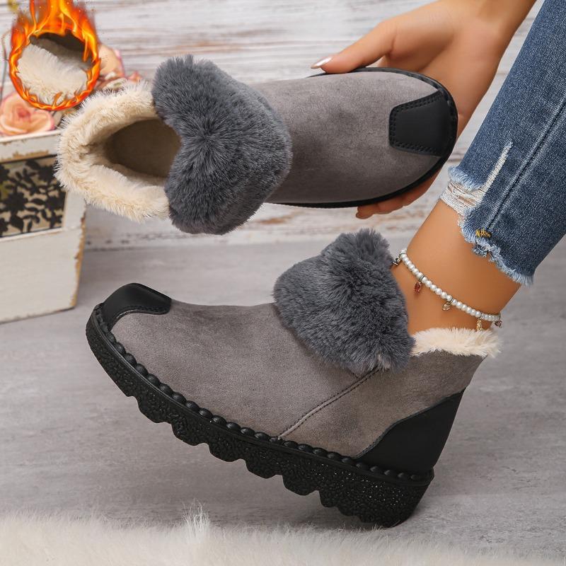 Large size thick-soled fluffy snow boots for women, new winter plush thickened warm snow boots for women