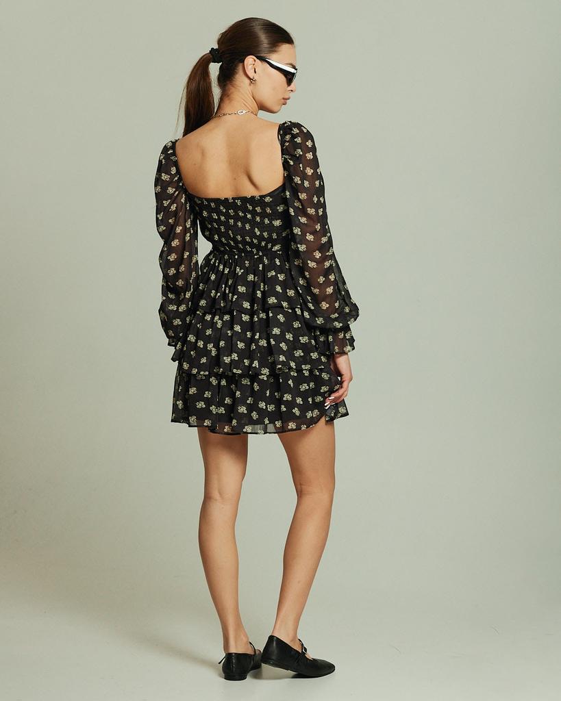 Dress QUZU 31972 S Black-beige Flower