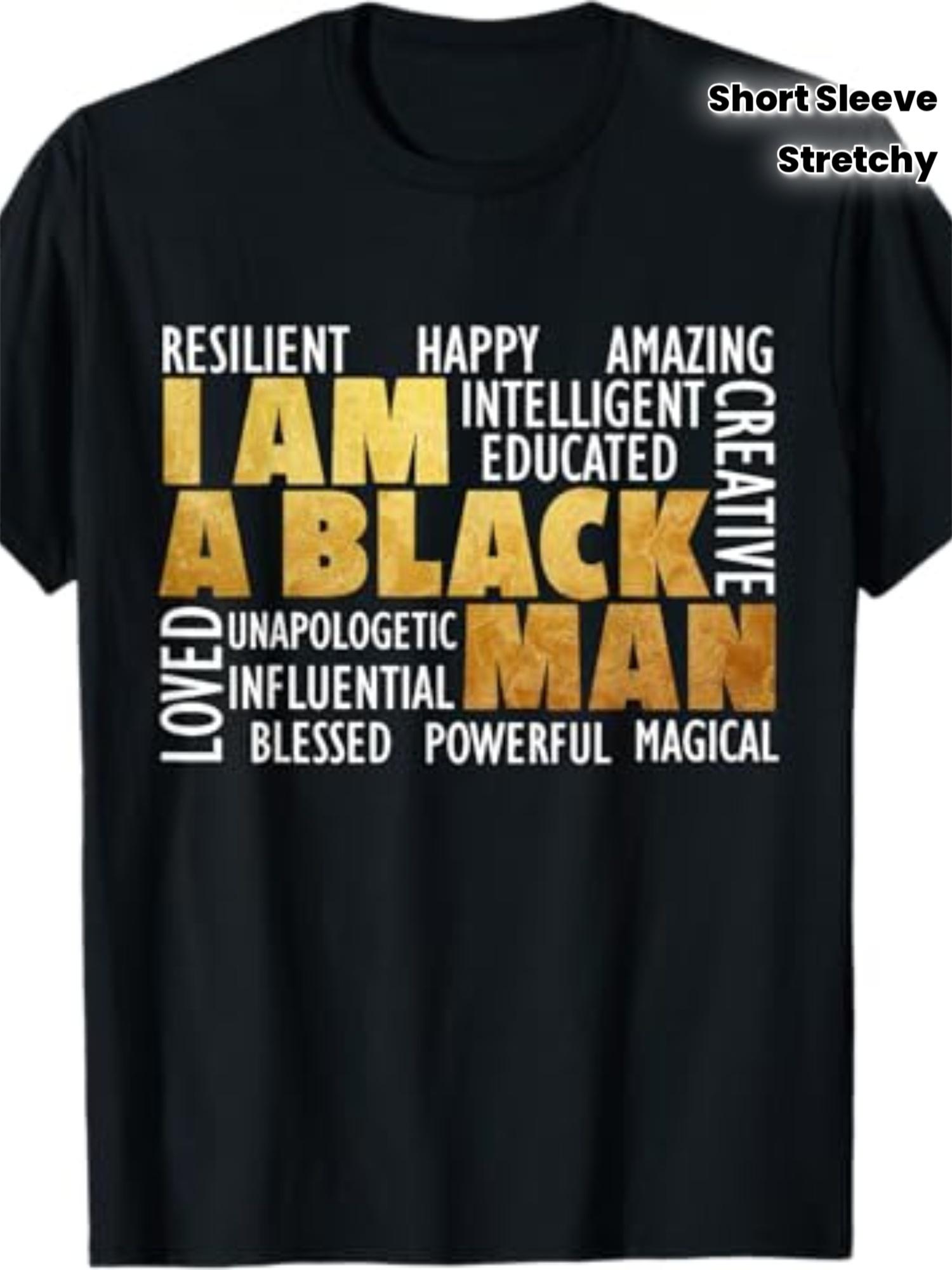 

I Am A Black for Man, Casual Crew Neck Short Sleeve Tee, 100% Cotton Fabric, Slight Stretch, Summer Fashion Top, Regular Fit 5XL різнокольоровий