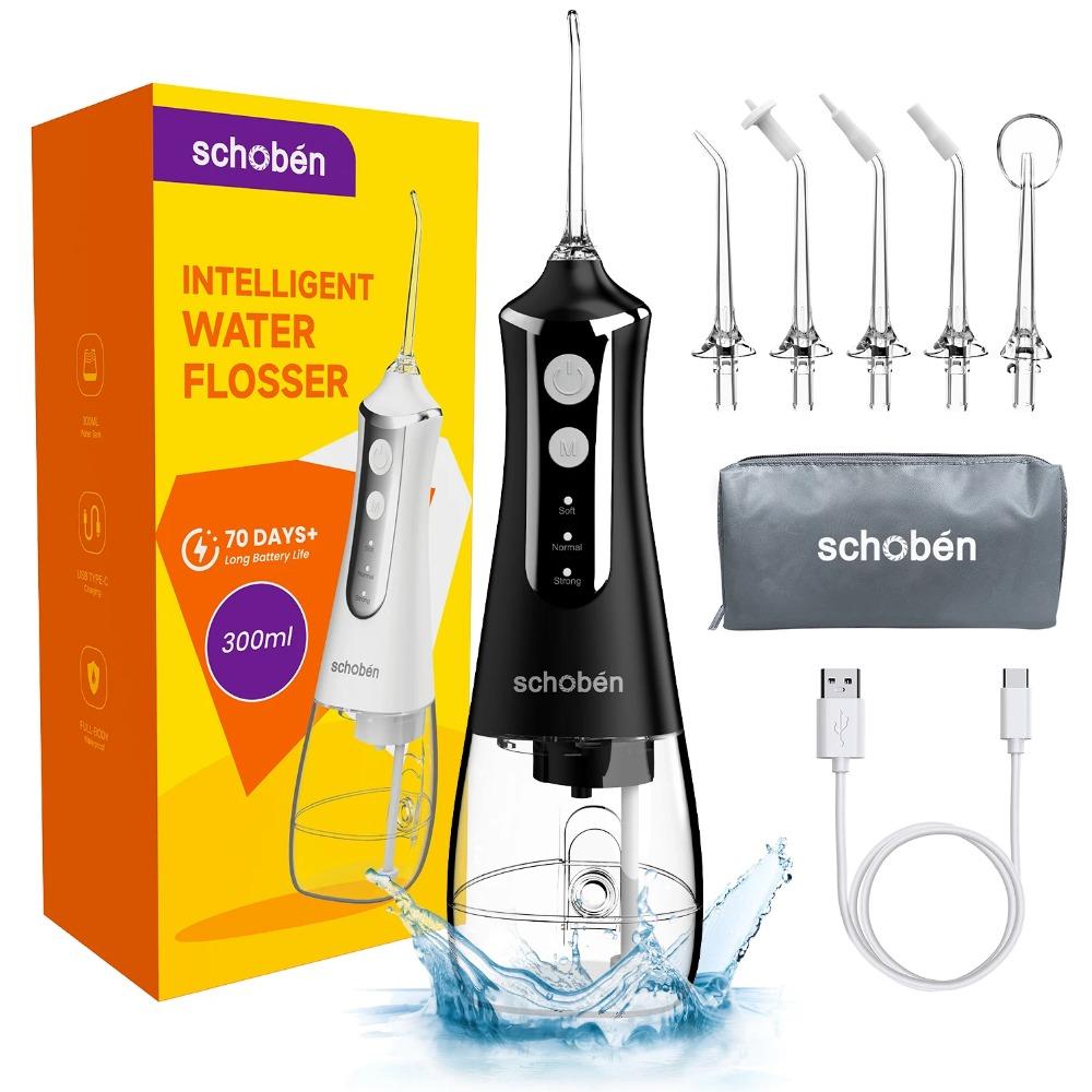 Zubní ústní irigátor Vodní nit Zubní párátko pro čištění zubů Nit Ústní mycí stroj 5 trysek 300 ml Floss Jet