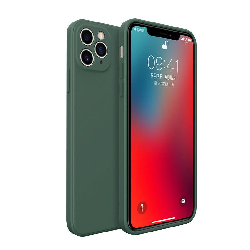 Thin and Light Weight Straight Edge Liquid Silicone All-Inclusive Lens Cube Square Phone Case for IPhone Samsung Huawei Xiaomi OPPO Vivo