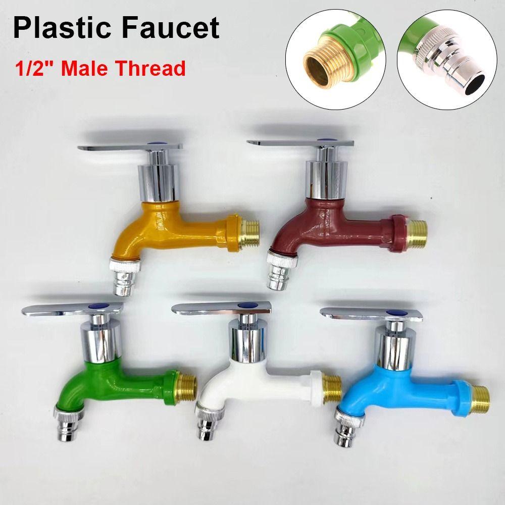 

1Pcs 1/2 Male Plastic Faucet 5 Colors Water Hose Quick Connector Garden Balcony green