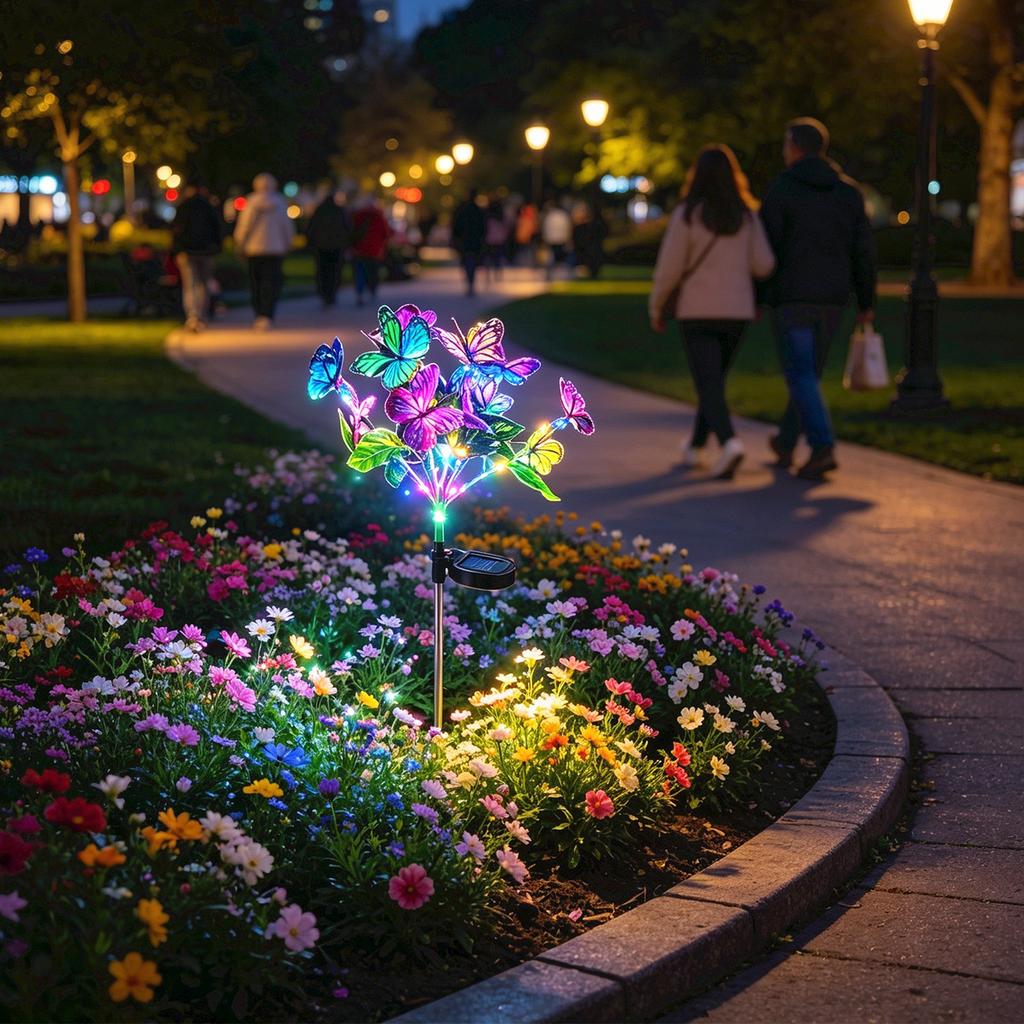 Solar Butterfly Flower Garden Light LED Outdoor Decorative Lawn Stake Light for Yard Patio Pathway Landscape Lighting