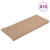 VidaXL Tapis d'escalier auto-adhésifs 15 pcs 65x24,5x3,5 cm Beige 343476
