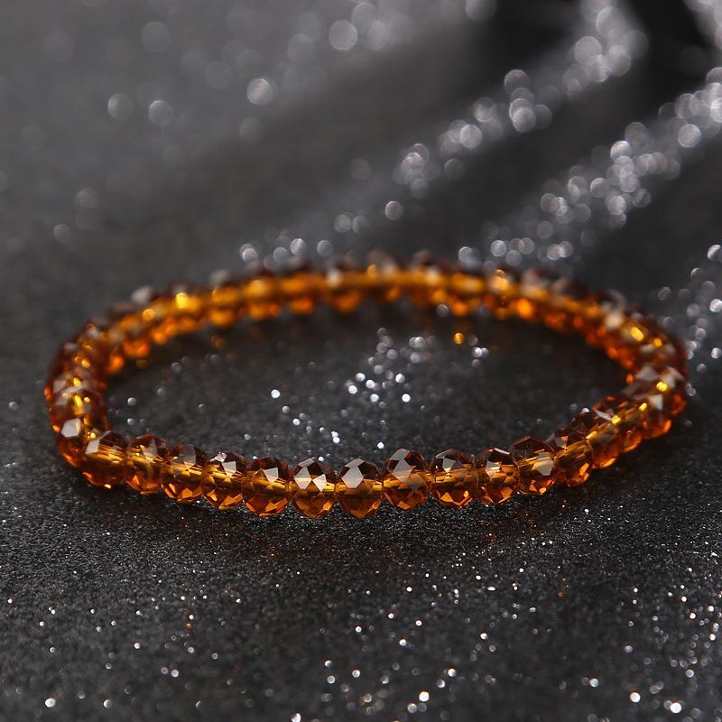 Square imitation crystal chain bead bracelet Bohemian style glass crystal bracelet Simple and sweet bracelet jewelry