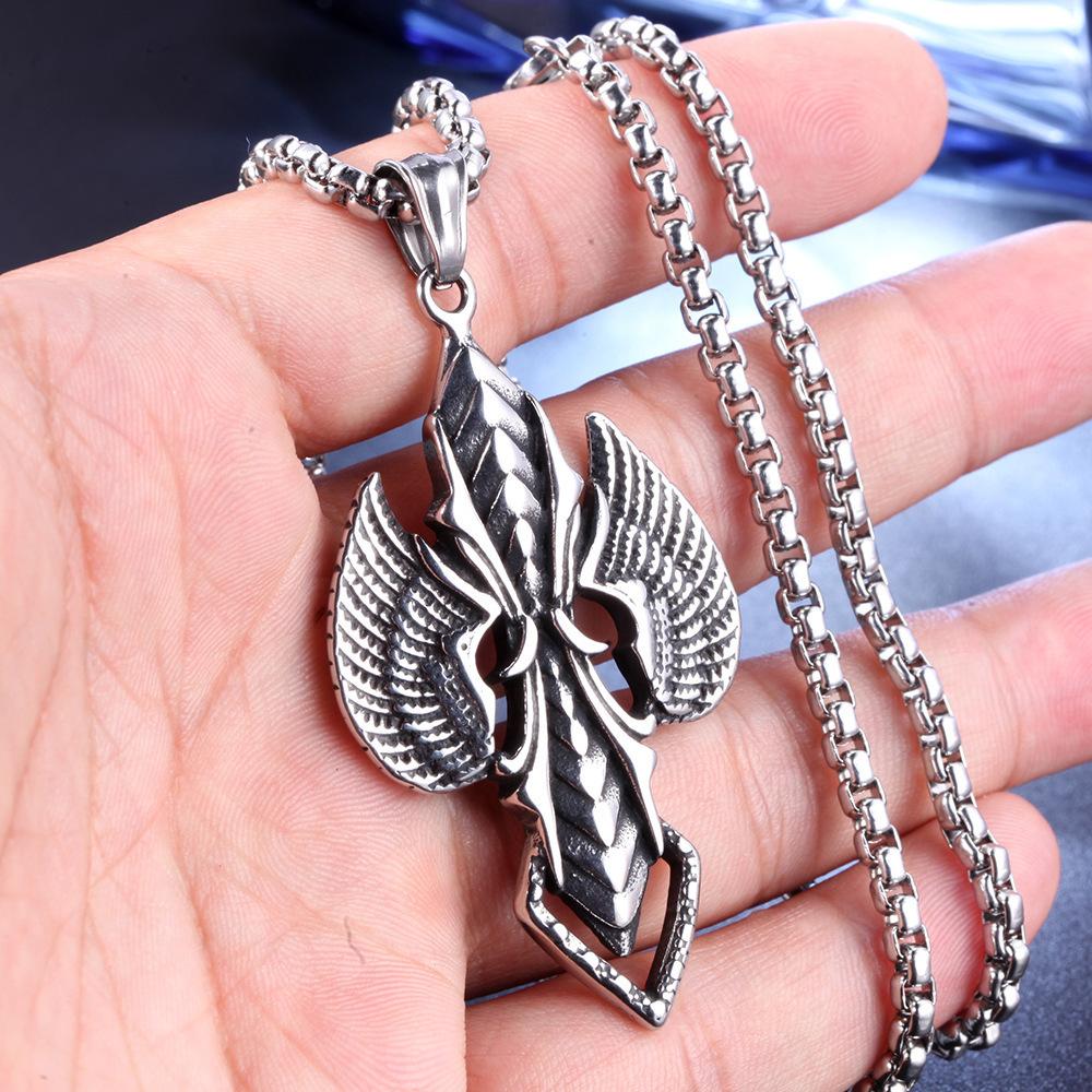 Titanium Steel Multiple Cross Titanium Steel Pendant Necklaces Ins Hip-hop High-end Trendy Men