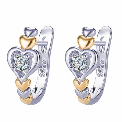 New Arrival Rose Gold Hoop Earrings for Women Jewelry Trendy Crystal Heart Earring Silver 925 Girl Ear Accessories Fashion Gift