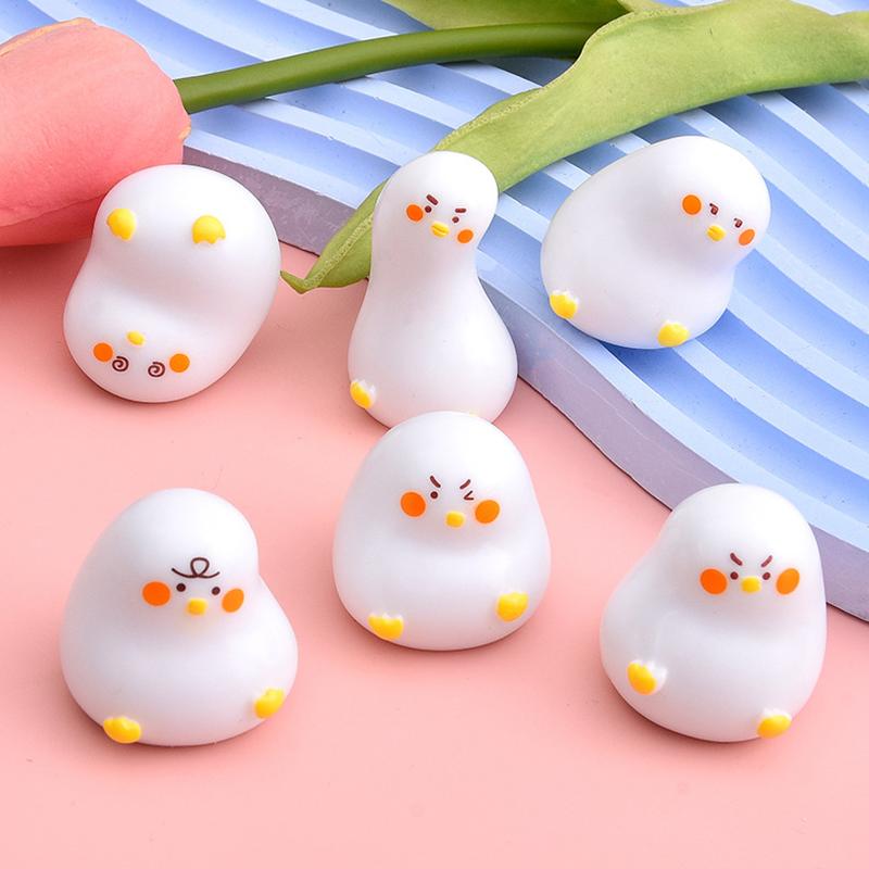 6Pcs Cute Mini White Duck Resin Figurines With Adorable Funny Expressions Perfect For Home Desk Decor And Diy Craft Gifts