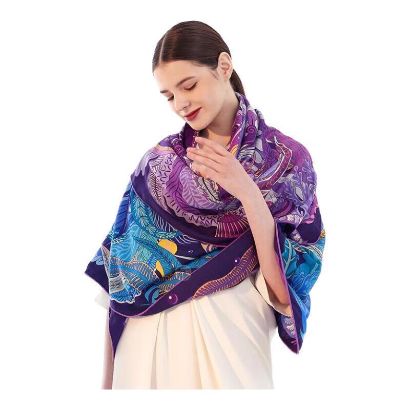 Aurora Serie Seidenwolle Jacquard Großer Schal