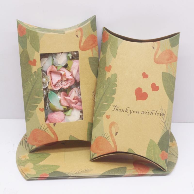 Nowe duże pudełko na poduszkę 17,5x11x3,7 cm do samodzielnego wykonania, ręcznie robione, z okienkiem, z marmurkowym nadrukiem, pudełko na prezent, pudełko na biżuterię w stylu białych kwiatów