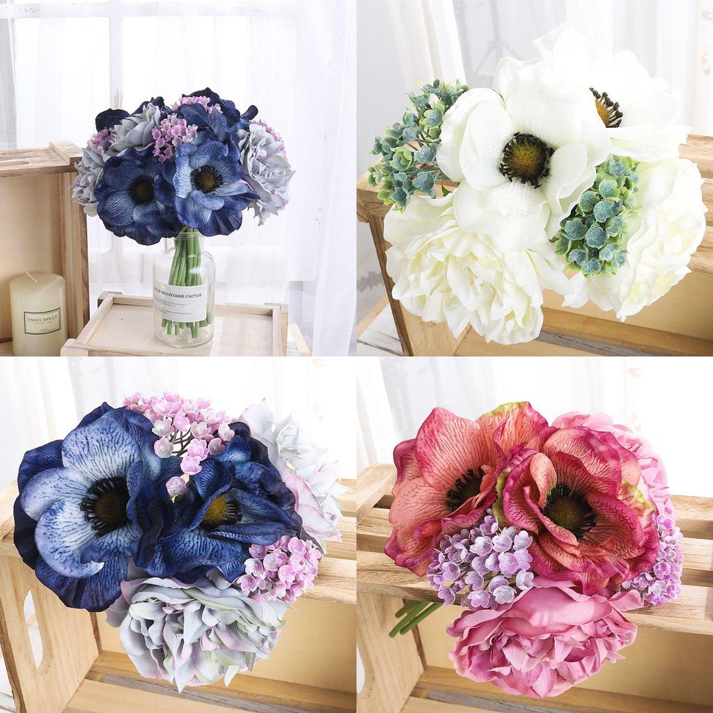 Lush Bouquet Poppy Peony Gypsophila Simulation Flower Ideal For Home Decor And Photography Prop