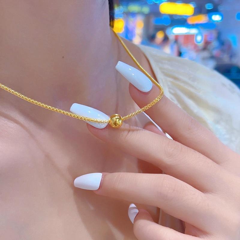 Simple And Versatile Passepartout Necklace Female Niche Design Sense Responsive Collarbone Chain Round Ball Sweater Chain