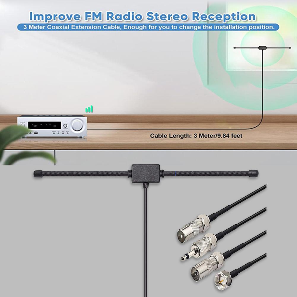 Universal Car Stereo AM FM Dipole Antenna Hidden Adhesive Mount AM FM Radio Antenna FM Sheep Horn Antenna