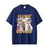 Funny I Love Ciazy Wet Pussy Cat Meme cotton men's shirt O-Neck oversized Short Sleeved Women's Y2k Harajuku graphics Tshirt