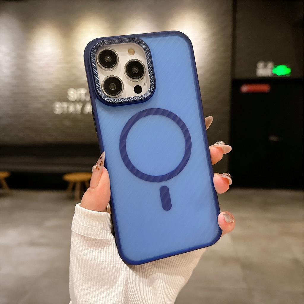 Twill Skin Sensing Magnetic Suction Suitable for Apple 16ProMax Mobile Phone Case Advanced Sensing Diamond Lens Case