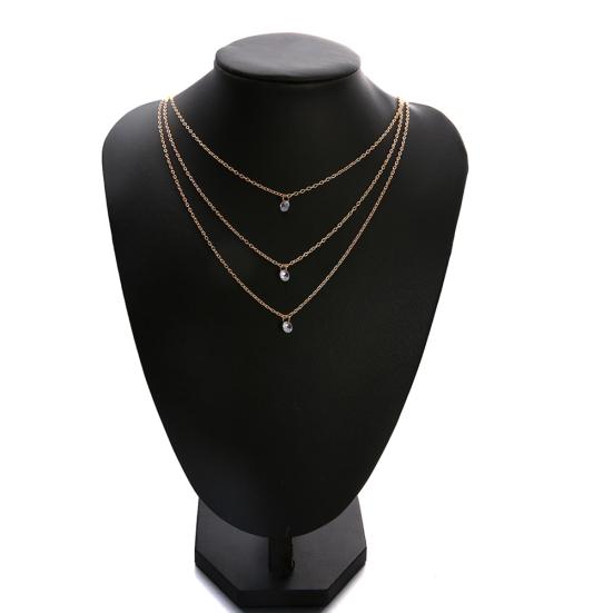Multi-layer Party Date Jewelry Women Three Rhinestones Choker Necklace