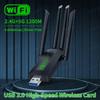 1200 Mbps WiFi USB Adaptörü Çift Bant 2.4G + 5 Ghz Wi-Fi Dongle 4 Anten 802.11AC USB3.0 Yüksek Hızlı Kablosuz Ağ Kartı wifi Alıcısı PC/Dizüstü Bilgisayar