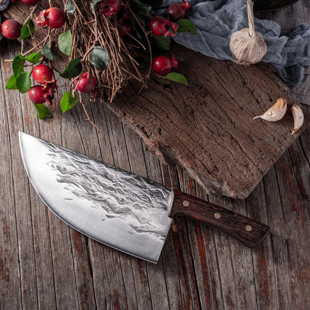 Carbon Steel Kitchen Knives Wooden Handle Cleaver Slicing Knife Hand Forged Blade Butcher Boning Knife Wood Handle Chef Knife