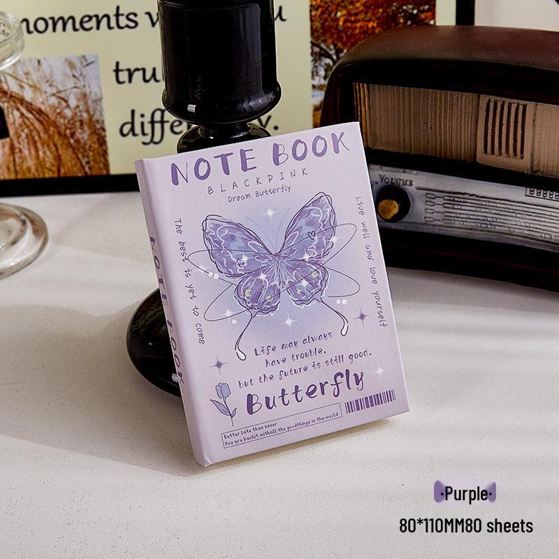 

Mini A7 Butterfly Notebook: Portable Pocket-Sized Handy Wordbook for Girls фиолетовый