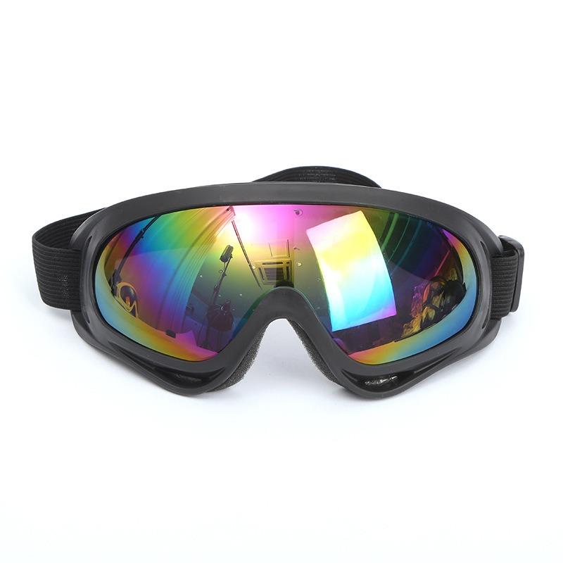 Versatile Windproof Sports Goggles for Skiing, Cycling & Motorcycle Riding, Durable PC Frame & Lens, Black