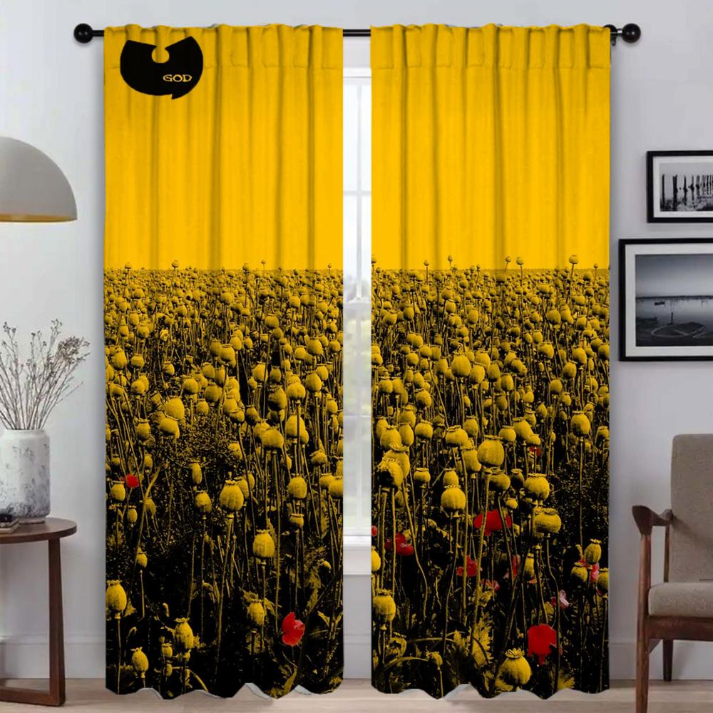 Set Of 2 Wu Tang Clans Partition Curtains Living Room Curtain Halloween Decoration Tulle Bedroom Home Interior For Made Polyester