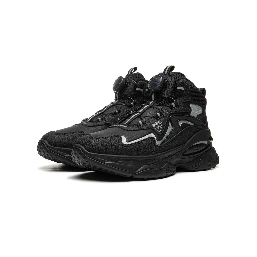 Li Ning Kids Fashion Versatile Simple Trendy Non-Slip Shock Absorbing Wear-Resistant Warm Casual Shoes Kids Casual Shoes Black YKCU172-31