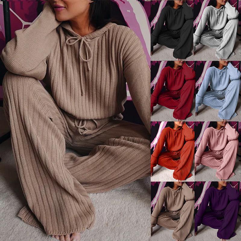 

Spring 2024 European & American Women s Loose Long Sleeve Hooded Casual Set M