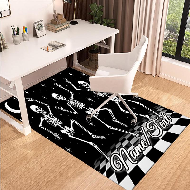 1PC Custom Name Skeletons Night Party Theme Floor Mat Ideal for Living Room, Game Rooms, Office, Bedroom,Floor Mat Playful Design