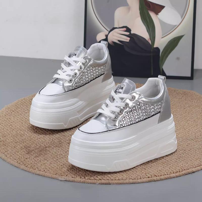 Fashion 10CM Microfiber Leather Platform Wedge High Brand Women Platform Wedge Sandals Flats Chunky Sneakers Vulcanize Hollow Shoes