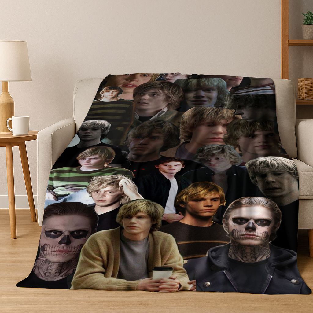 

26 Style Evan Peters Handsome Art Flannel Blanket,Cozy Soft Throw Blanket for Home Bedroom Bed Sofa Picnic Office Cover Gift Kid 75x90cm