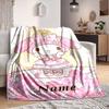 Custom 1pc Melody Pink Flowers Blanket, Soft And Comfortable Blanket, Casual Warm, Camping Travel Blanket, Birthday Gift Q913160