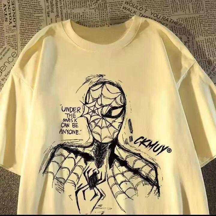 Spider-Man "Under The Mask Can Be Anyone" Sketch Graphic T-Shirt, Oversized Streetwear Tee, Unisex Superhero Casual Top