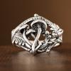 Retro-style hollow mushroom-shaped ring made of copper. Women's jewelry ring. Suitable for daily wear and for office outfits.