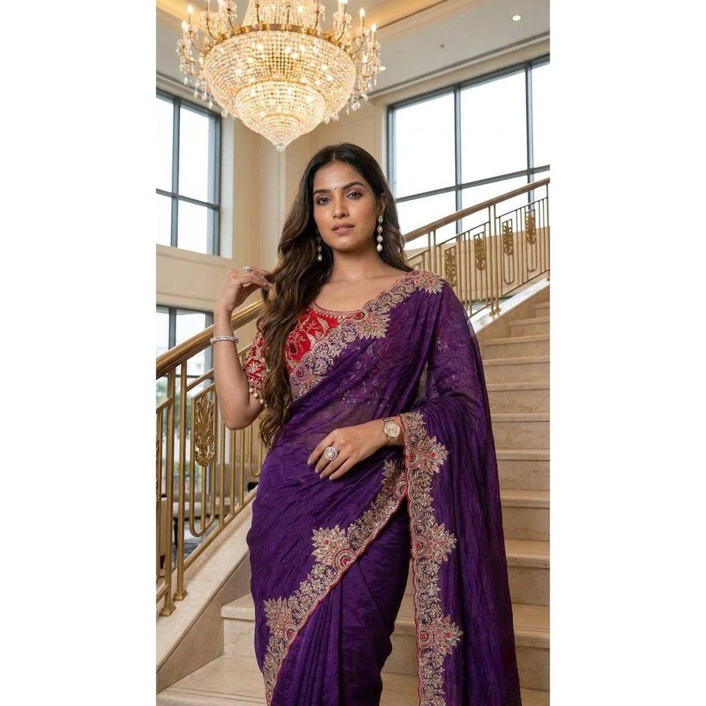 New Instagram Trending Designer Saree with Readymade Blouse
