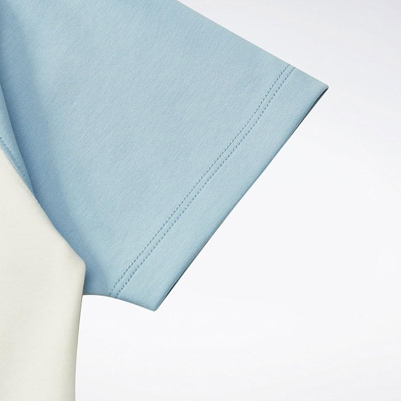 Reebok Color Block Knit Crew Neck Short Sleeve Raglan T-Shirt Women Tops Light-Blue White 24SRC406WGW2