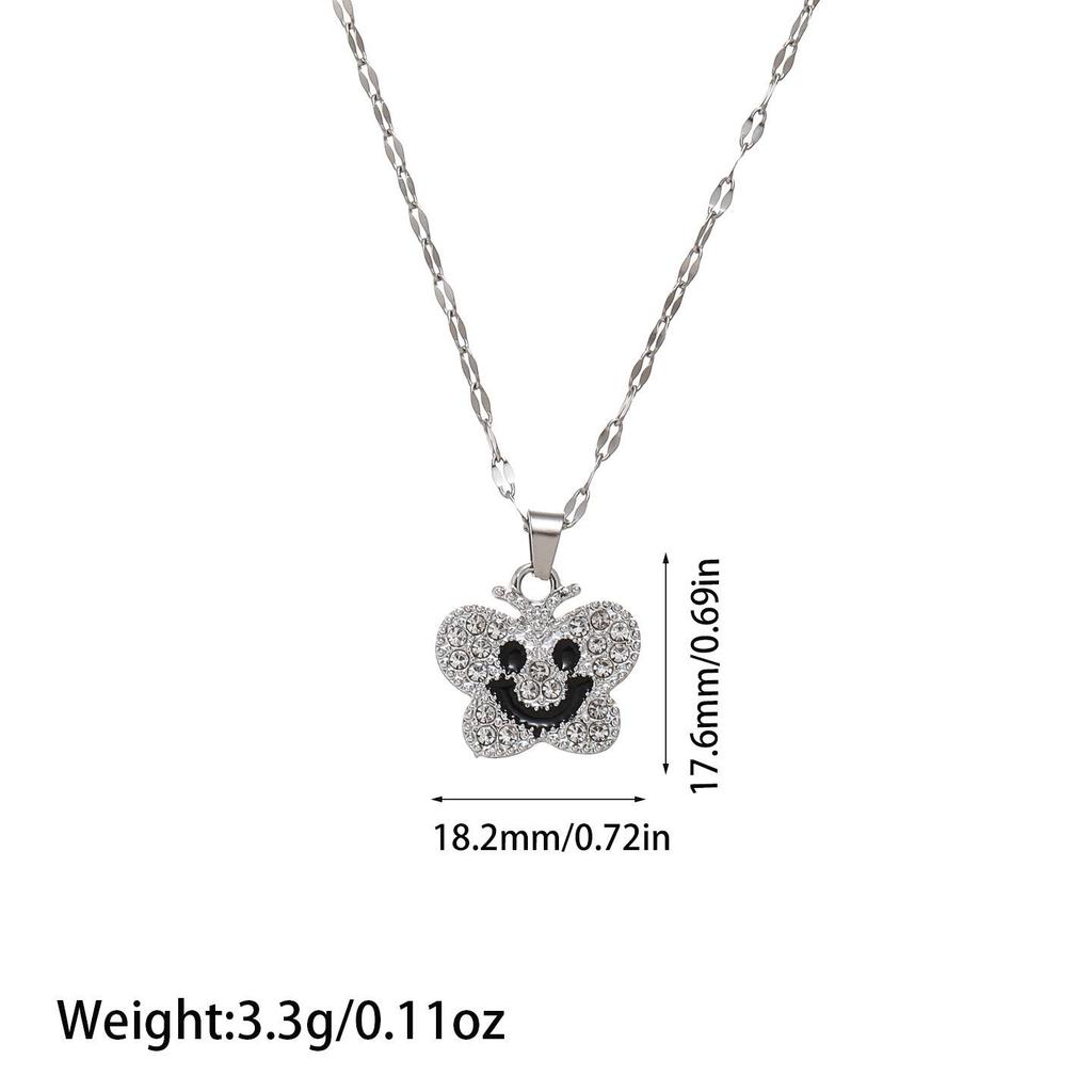 Elegant Titanium Steel Smile Face Pendant Necklace - European & American Design