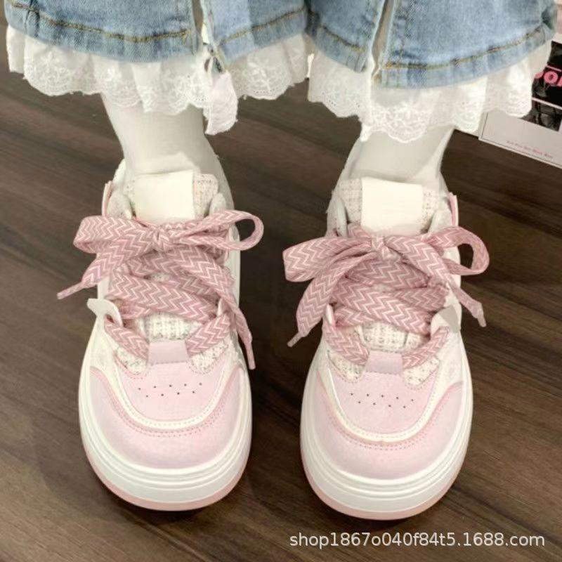 Love board shoes women's spring and summer thick soles increase in height, breathable casual sports shoes women's green shoes increase in height