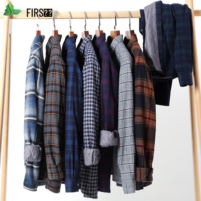 Shanshan Men's Winter Plaid Fleece-Lined Wool Shirt