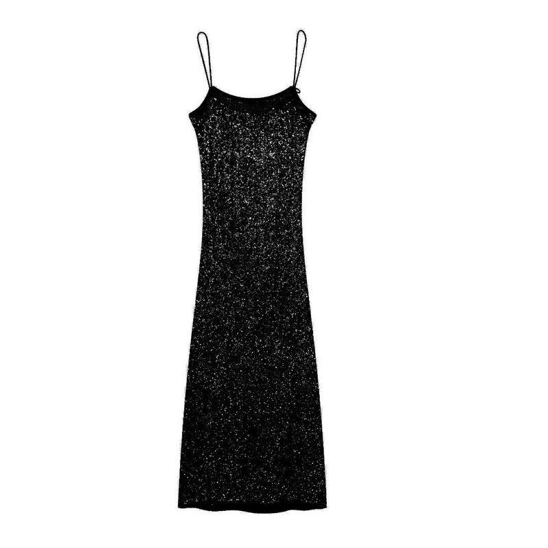 Za Autumn New Camisole Round Neck Sexy Slimming Dress Beads Decoration Underwear Style Dress 9204110