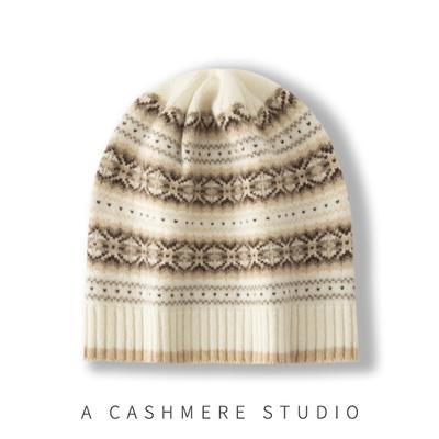 New Women's Knitted Hat Casual Color Blocked Cable Knitted Outdoor Warm and Thickened Ear Protection Cap