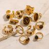 Tiger-eye Stone Ring - A Unique and High-end Hand Accessory Made of Titanium and Steel, Suitable for Women.
