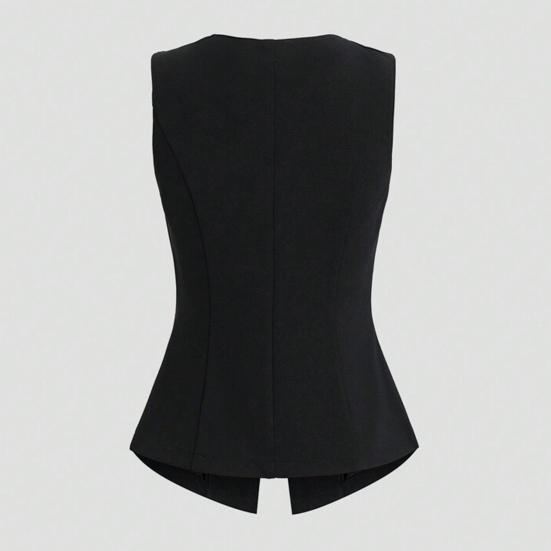 Dámské blejzrové šaty vestového střihu elegantní business bez rukávů oblekové vesta ležérní na knoflíky do kanceláře